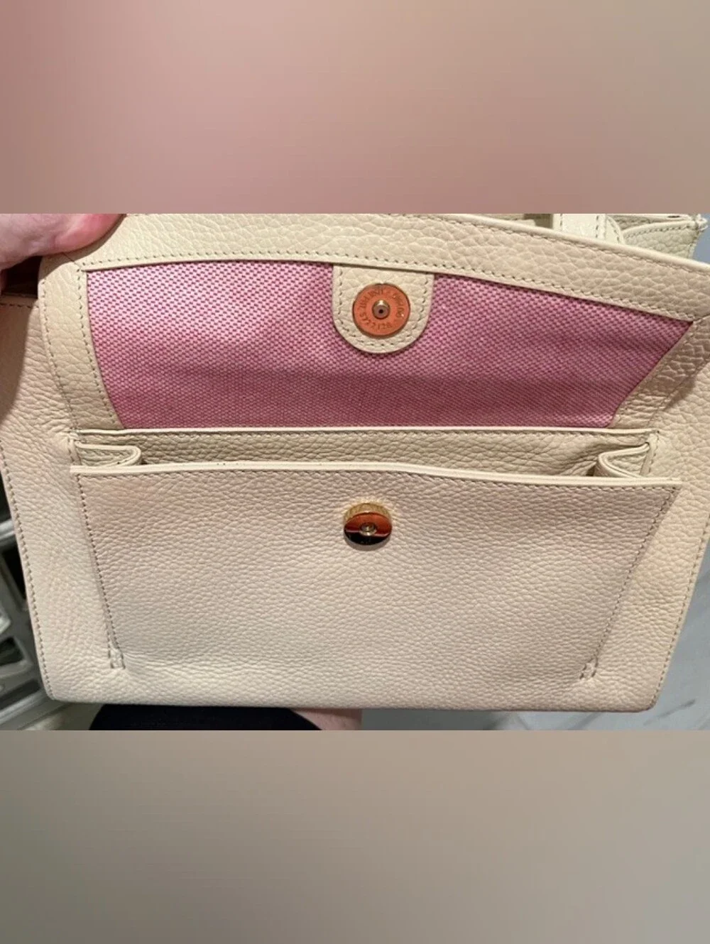 Dooney & Bourke Janine Front Pocket Satchel In Ivory/Cream Pebbled‎ Leather NWT